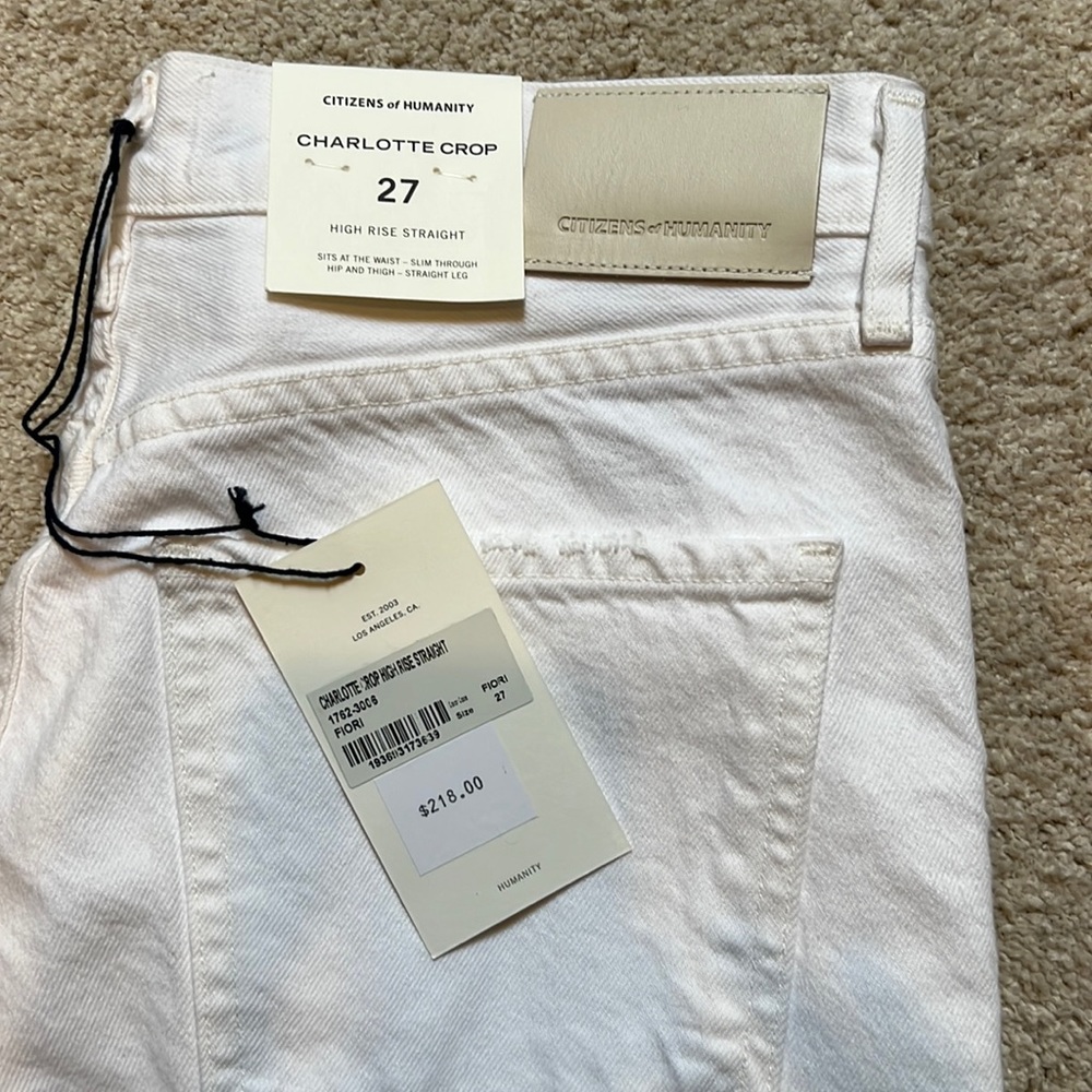 Citizens of Humanity Charlotte Crop High Rise white Jeans Sz 27